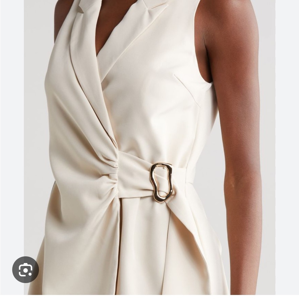 NWT ASTR The Label :: Elegant Cream Skort Romper with Gold Accent (M)